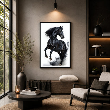 Majestic Black Horse Framed Wall Art