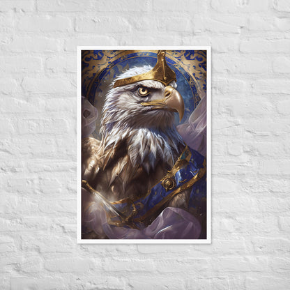 A wide shot of the framed art, showcasing its commanding presence, ideal for an office or study.