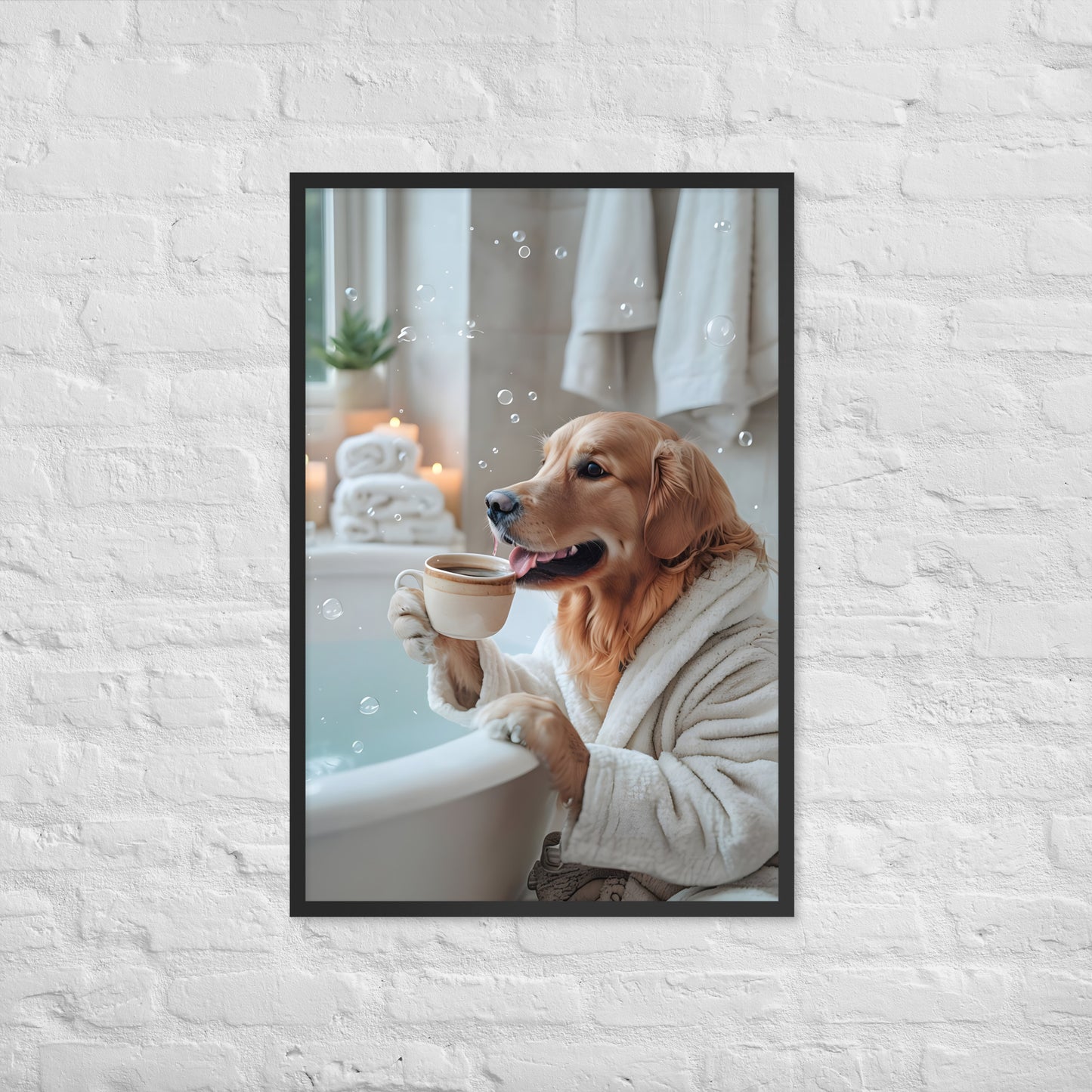 The perfect unique and funny art piece for a powder room or master bathroom, blending humor with relaxation.