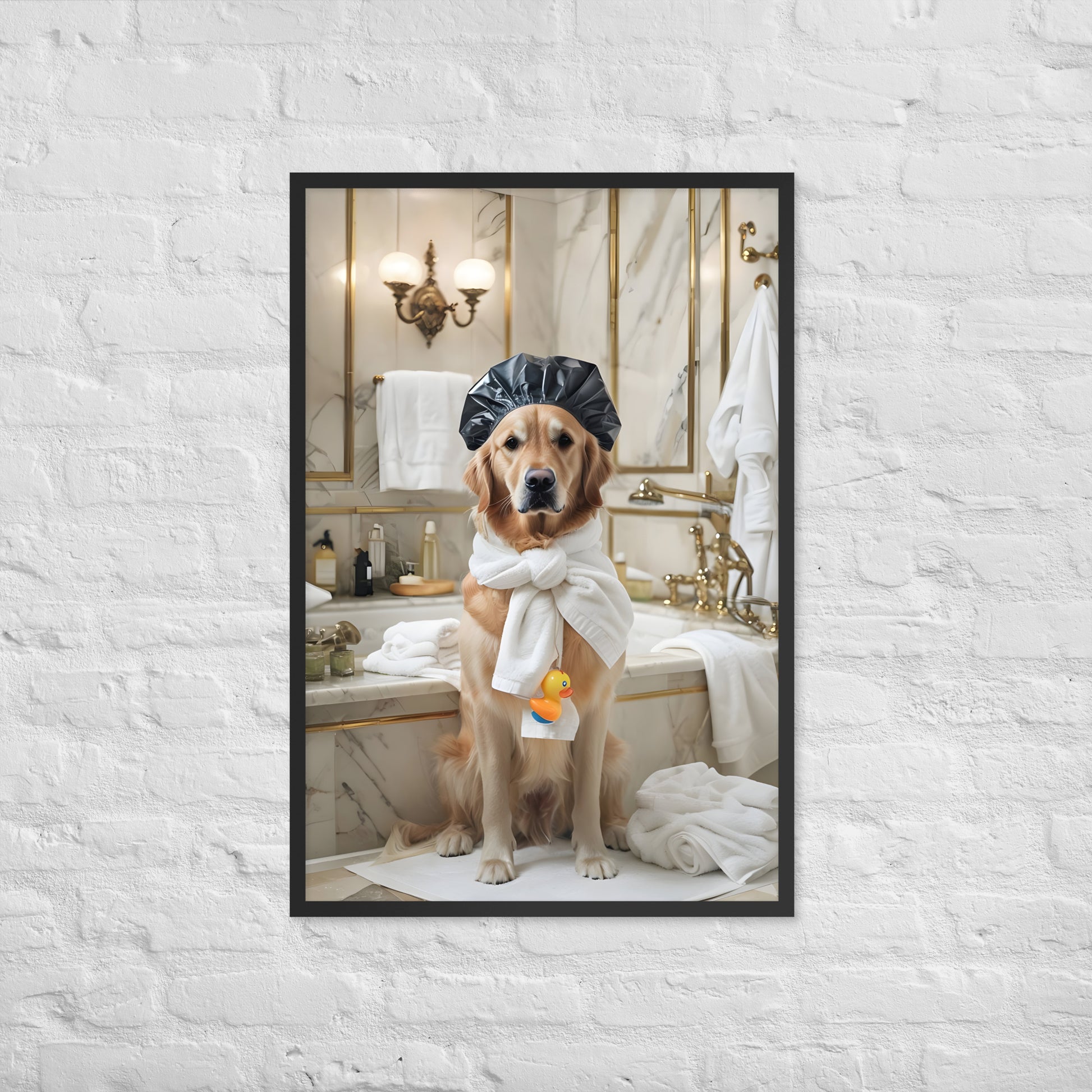 The perfect funny and quirky wall art piece for a powder room or master bathroom.