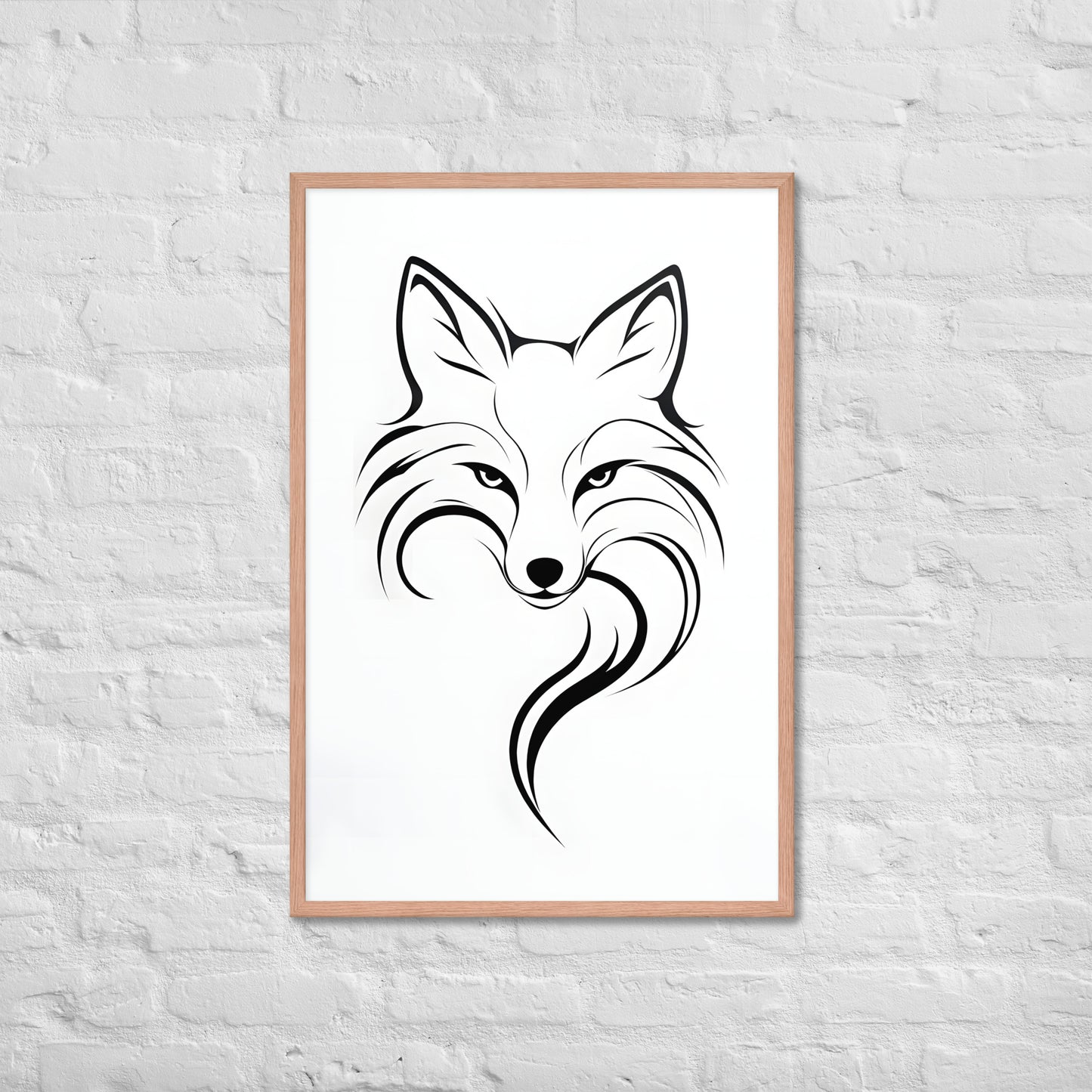 A high-quality art print of a fox with a geometric and minimalist design, giving off a modern aesthetic.
