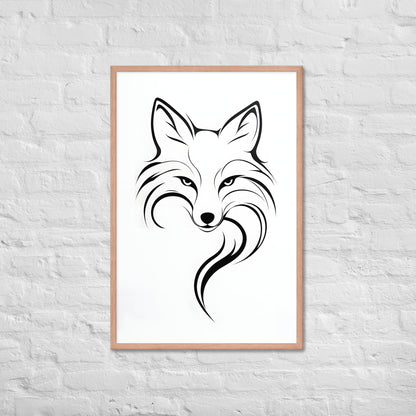 A high-quality art print of a fox with a geometric and minimalist design, giving off a modern aesthetic.