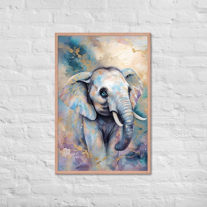 A colorful print featuring delicate gold leaf accents that sparkle, perfect for a child's room or nursery.