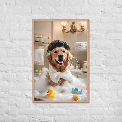 The framed print showcasing the full, high-end, whimsical spa day scene.