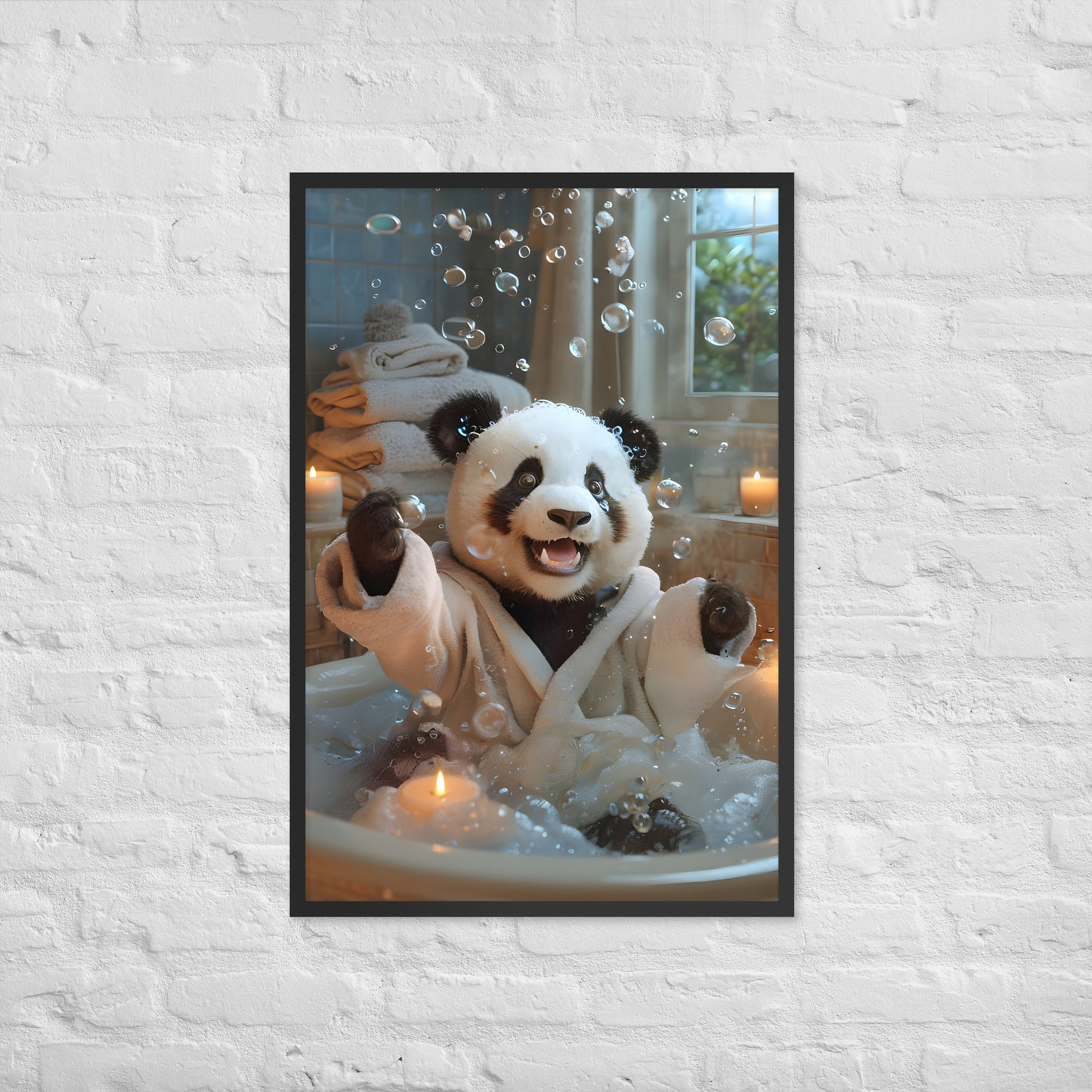 A full-view of the framed print, showcasing the high-quality, joyful, anthropomorphic animal art.