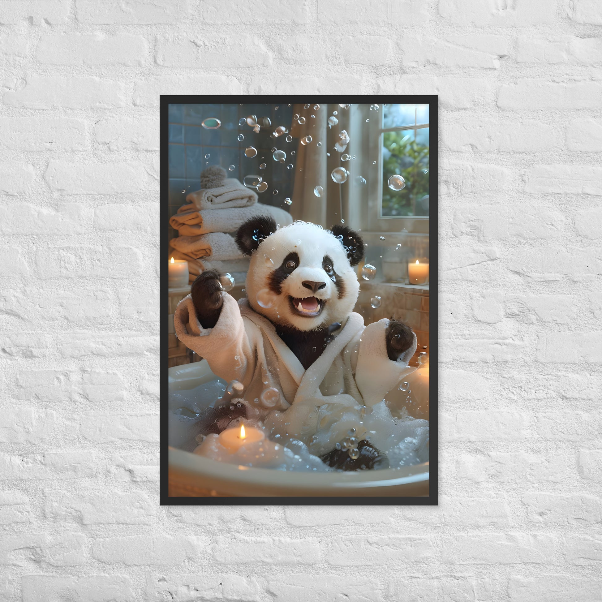 A full-view of the framed print, showcasing the high-quality, joyful, anthropomorphic animal art.