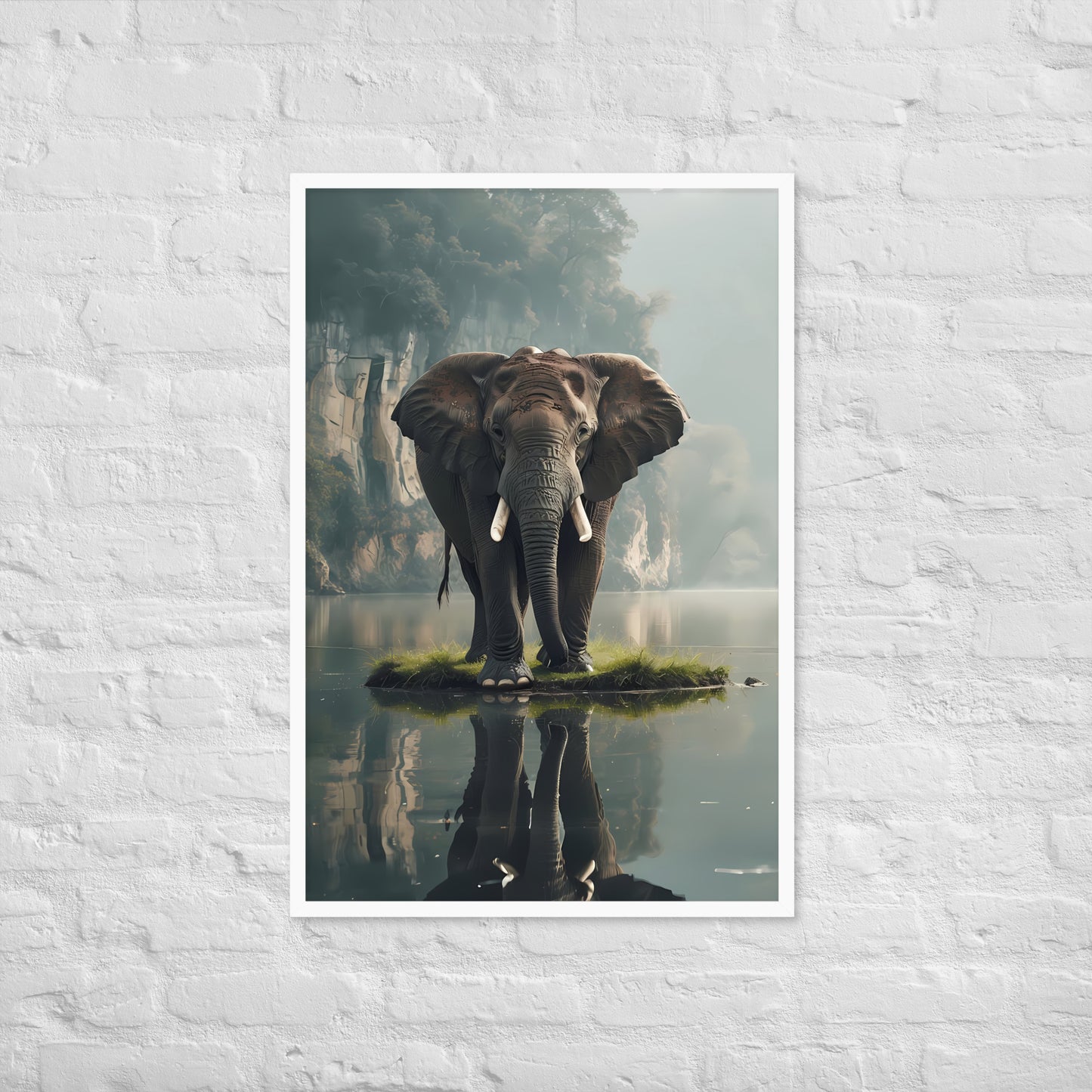 A wide view of the framed print, perfect for making a large statement about African wildlife.