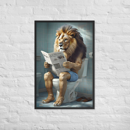 A close-up shot of the lion's face in the art print, showing the humorous expression and detailed artwork.