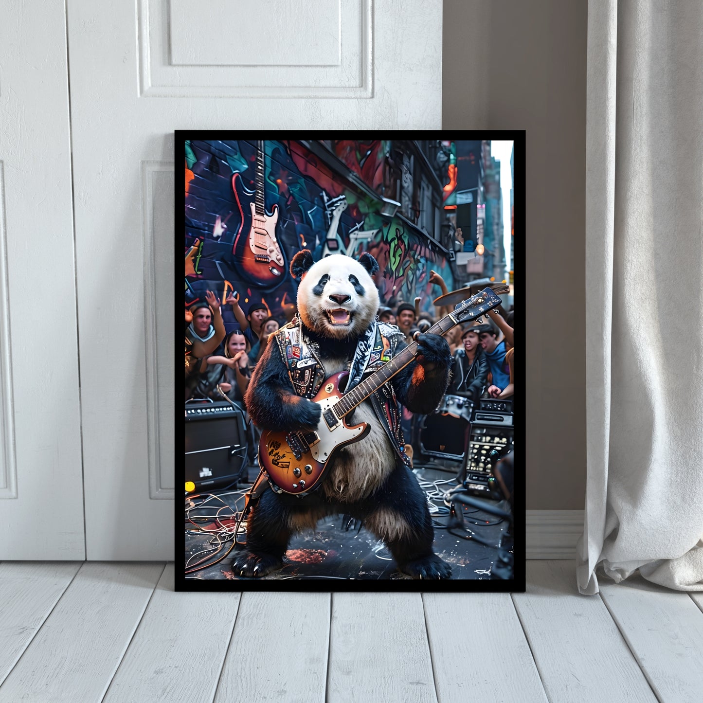 Rockstar Panda Art Print | Funny Music Lover Wall Decor