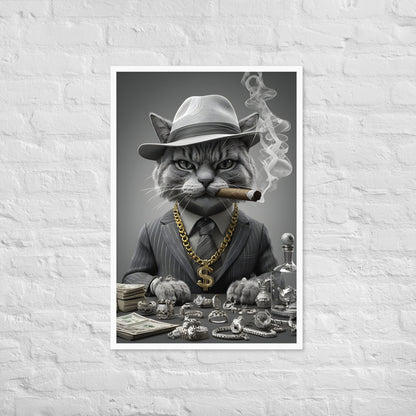 A full view of the framed print, featuring the cinematic, mafia-style lighting and composition.