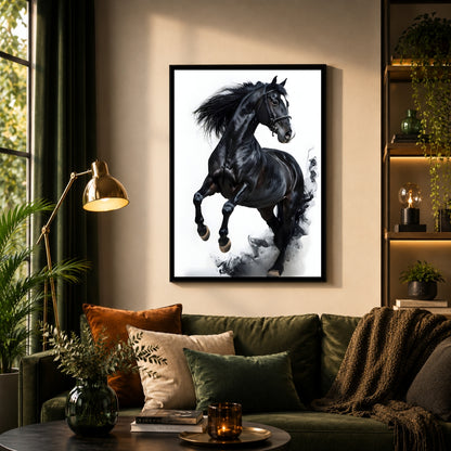Majestic Black Horse Framed Wall Art