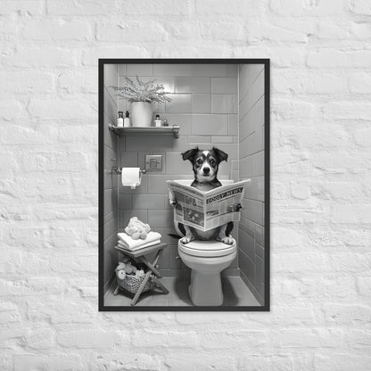 A bold, modern print with humorous undertones, ideal for adding a lighthearted statement to a guest bath.