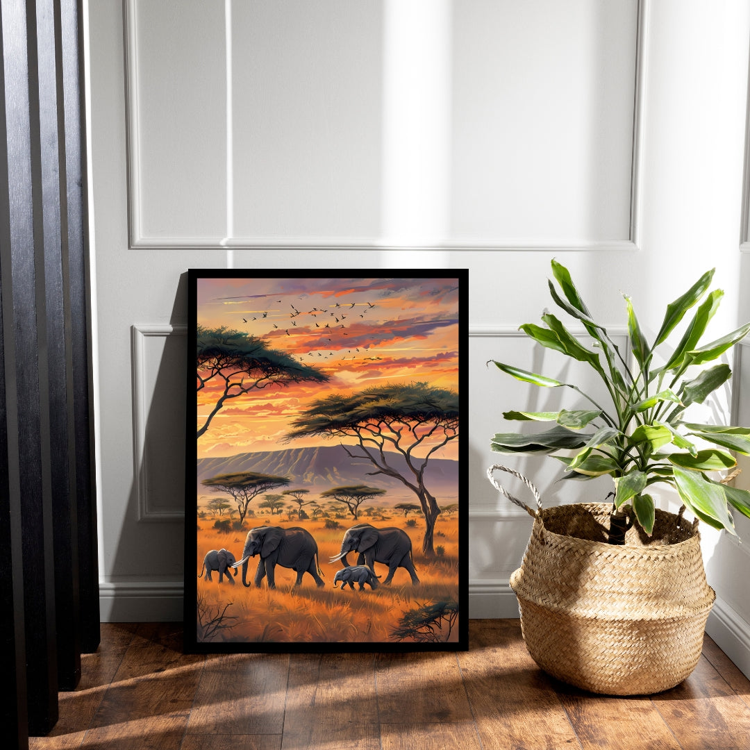 African Savannah Elephant Art Print | Tanzania Wall Decor