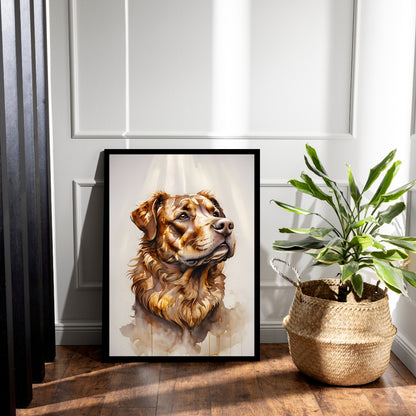 Golden Retriever Portrait | Warm Watercolor Art | Dog Lover Gift