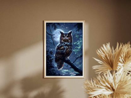 Moonlit Owl Digital Art Print