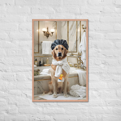 A visual of a pampered dog ready for a spa day, ideal for pet owners and dog lovers.