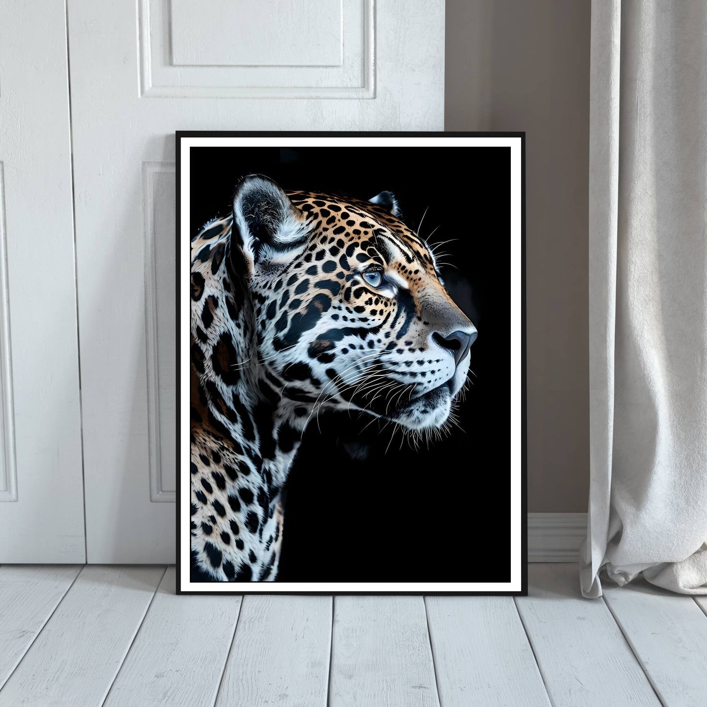 A majestic representation of the jaguar in its raw, untamed form, suitable for wildlife lovers.