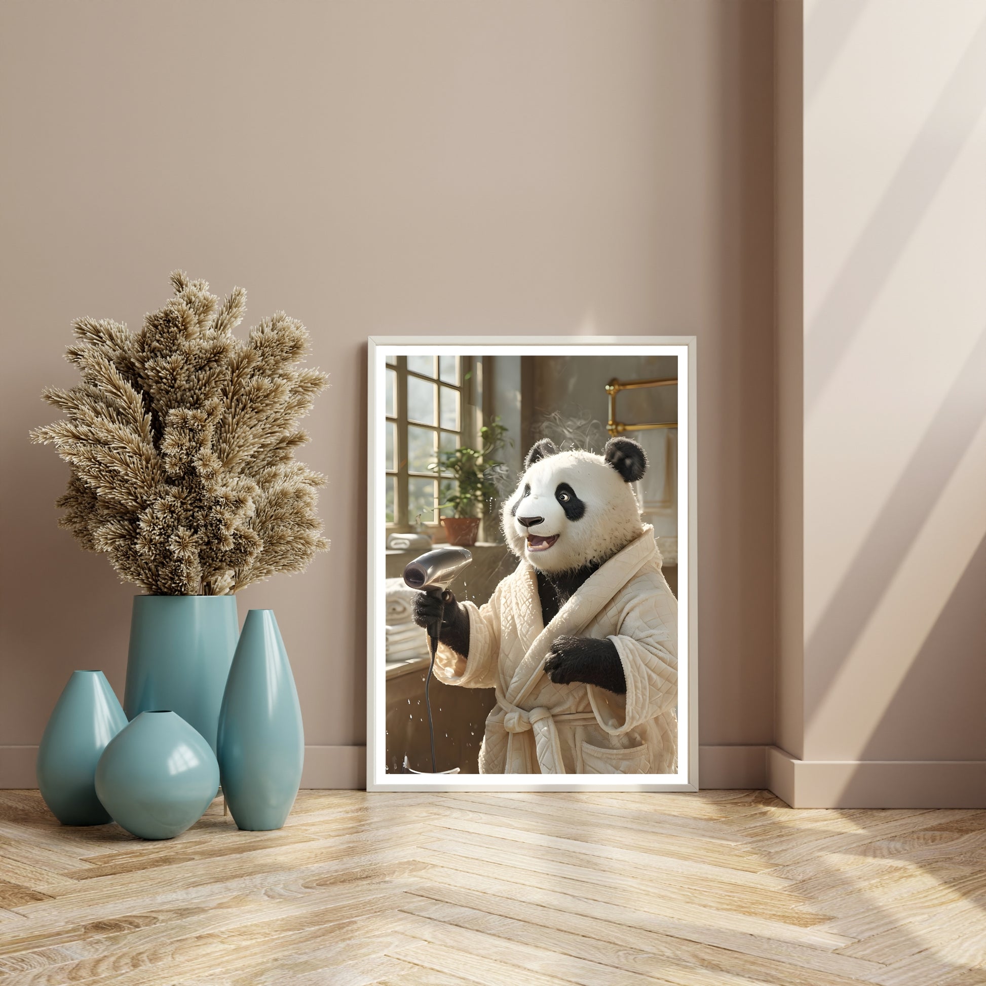 A unique and funny art piece, perfect for adding charm to a home office or creative space.