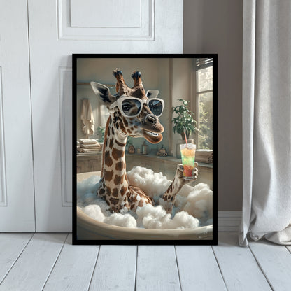 A quirky and funny animal portrait, perfect for adding unexpected humor to the powder room.