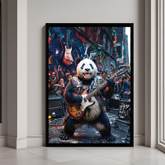 Rockstar Panda Wall Art – Funny Guitar Animal Print for Music & Animal Lovers