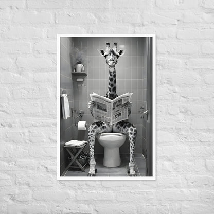 A final view of the framed print, blending timeless black and white style with whimsical humor.