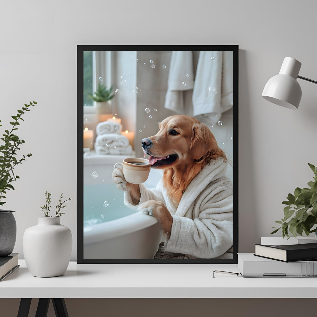 A full-view of the framed print, featuring warm, inviting colors and gentle lighting.