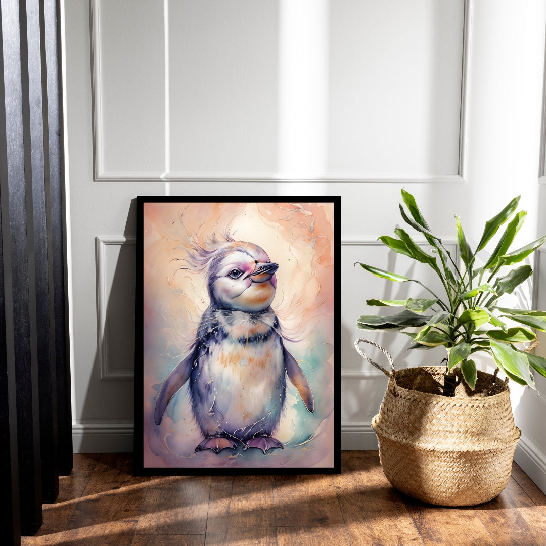 An angled shot of the framed print, highlighting the soft and dreamy watercolor style.