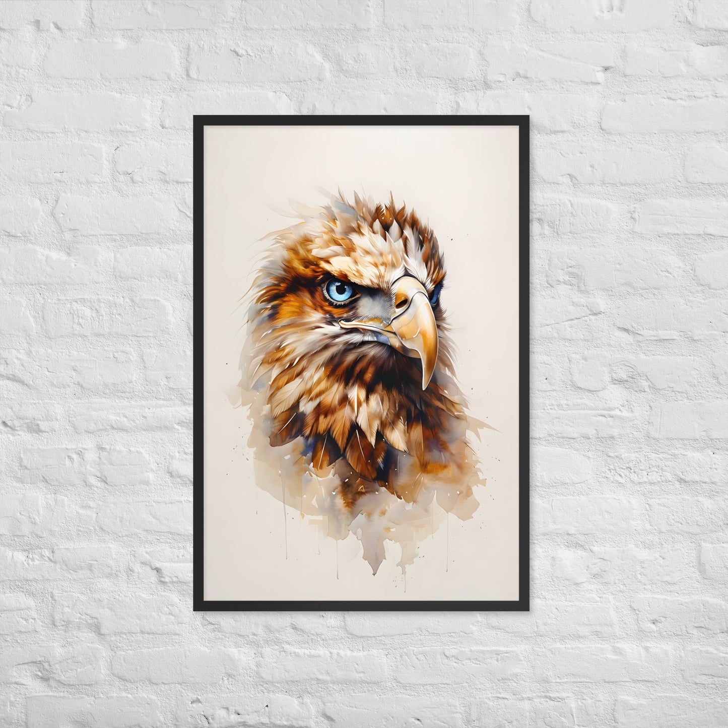 A detailed wildlife portrait rendered in soft watercolor, ideal for den or library decor.