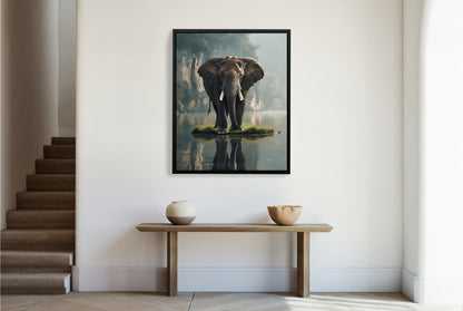 Art that embodies the wisdom and strength of the elephant, ideal for a study or office.